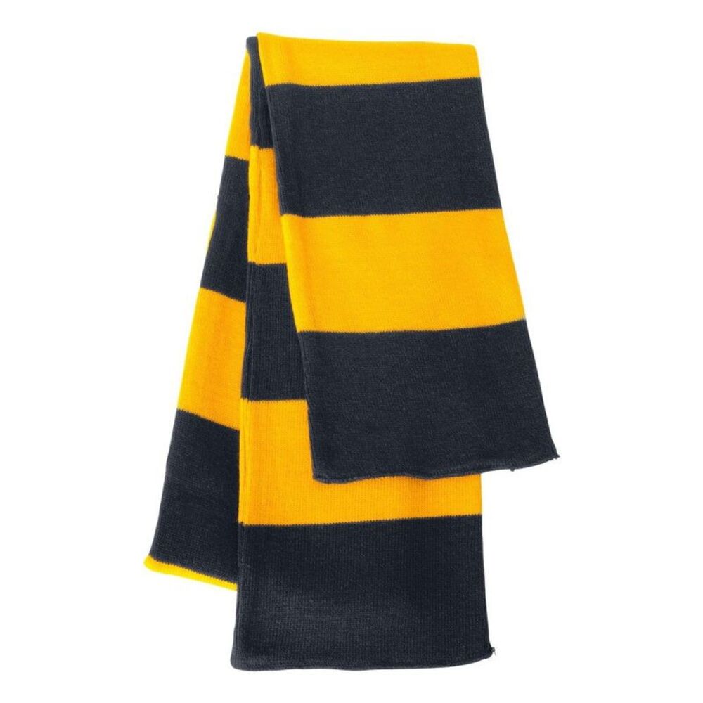 Sportsman Rugby-Striped Knit Scarf / Navy/ Gold